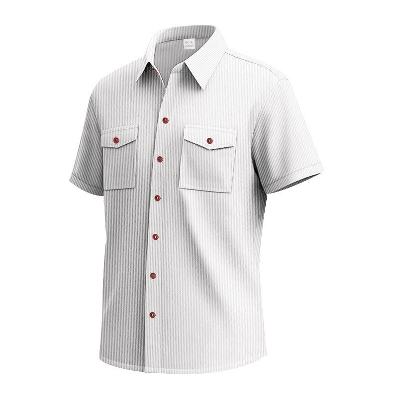 Chemise à manches courtes pour hommes avec un motif rayé pratique et deux poches poitrine Chic und Stil