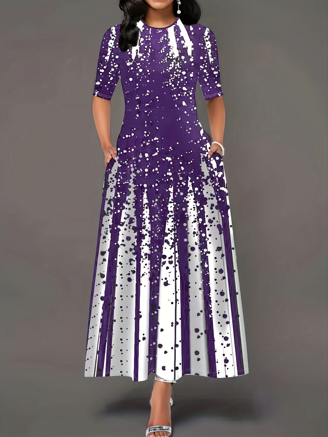 Robe maxi femme avec motif éclaboussure créatif Chic und Stil
