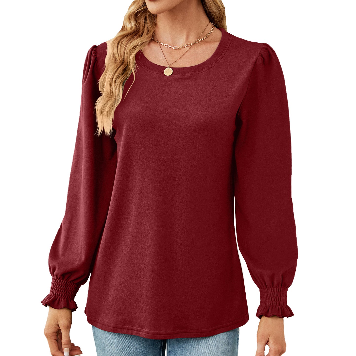 Pull femme avec manches bouffantes et poignets élastiques Chic und Stil