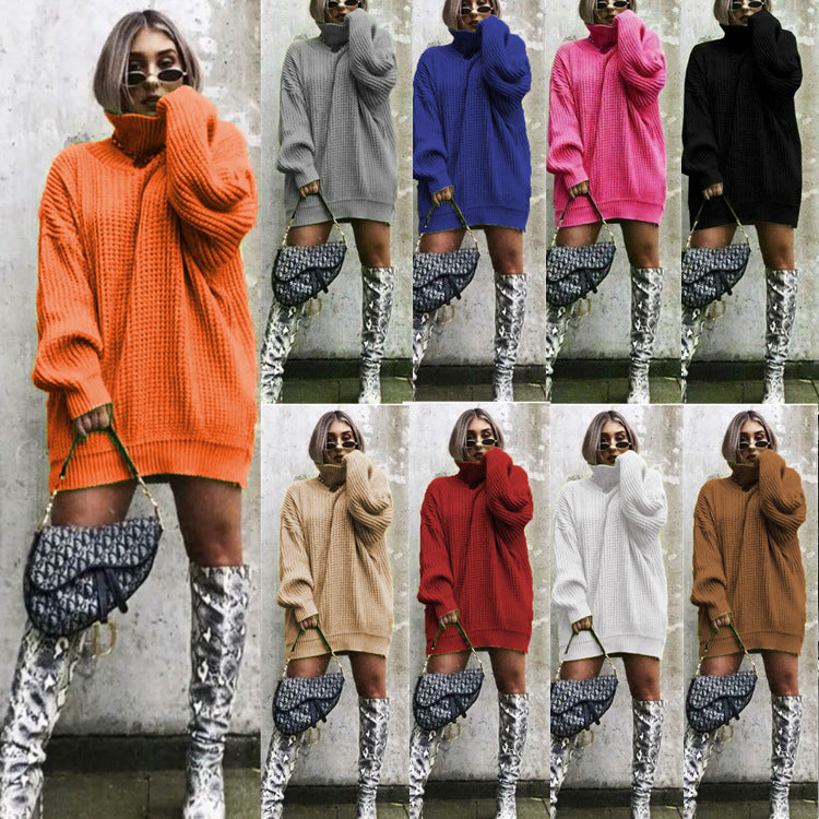Pull en tricot surdimensionné pour femmes avec col haut et motif en nid d'abeille Chic und Stil