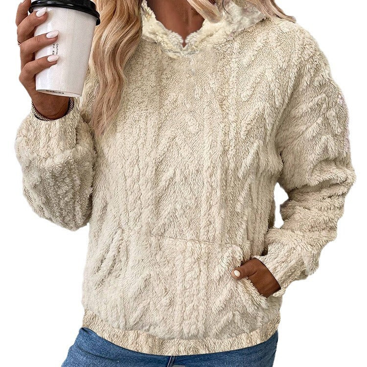 Pull à capuche pour femmes en matériau douillet avec poche kangourou intégrée Chic und Stil