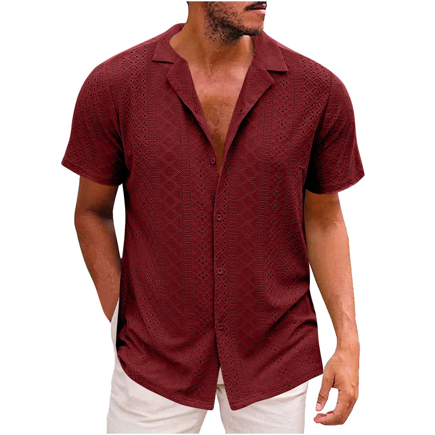 Chemise à manches courtes pour hommes avec tissage texturé Chic und Stil