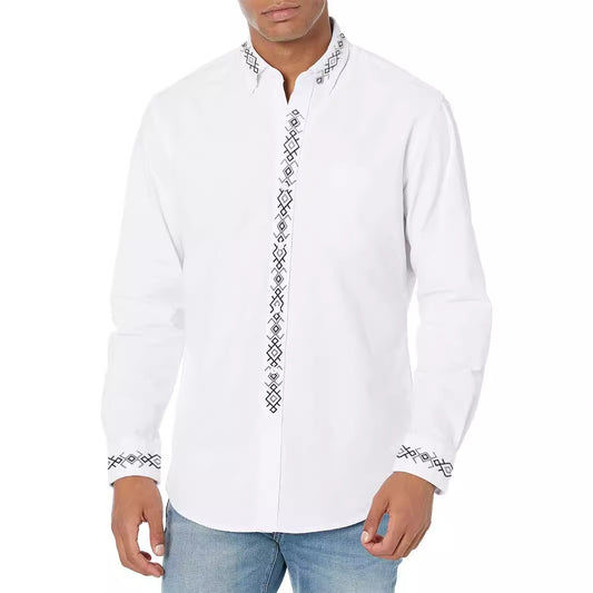 Chemise élégante à manches longues pour hommes avec col exclusif brodé Chic und Stil
