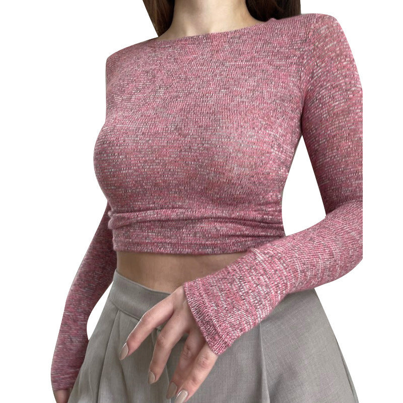 Dames crop-top à manches longues texturé Chic und Stil