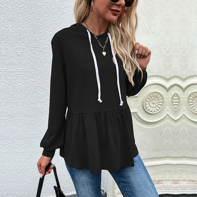 Blouse à capuche décontractée pour femmes avec coupe asymétrique et détails en volants Chic und Stil