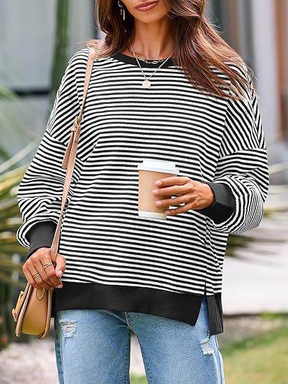 Pull oversized rayé décontracté pour dames Chic und Stil