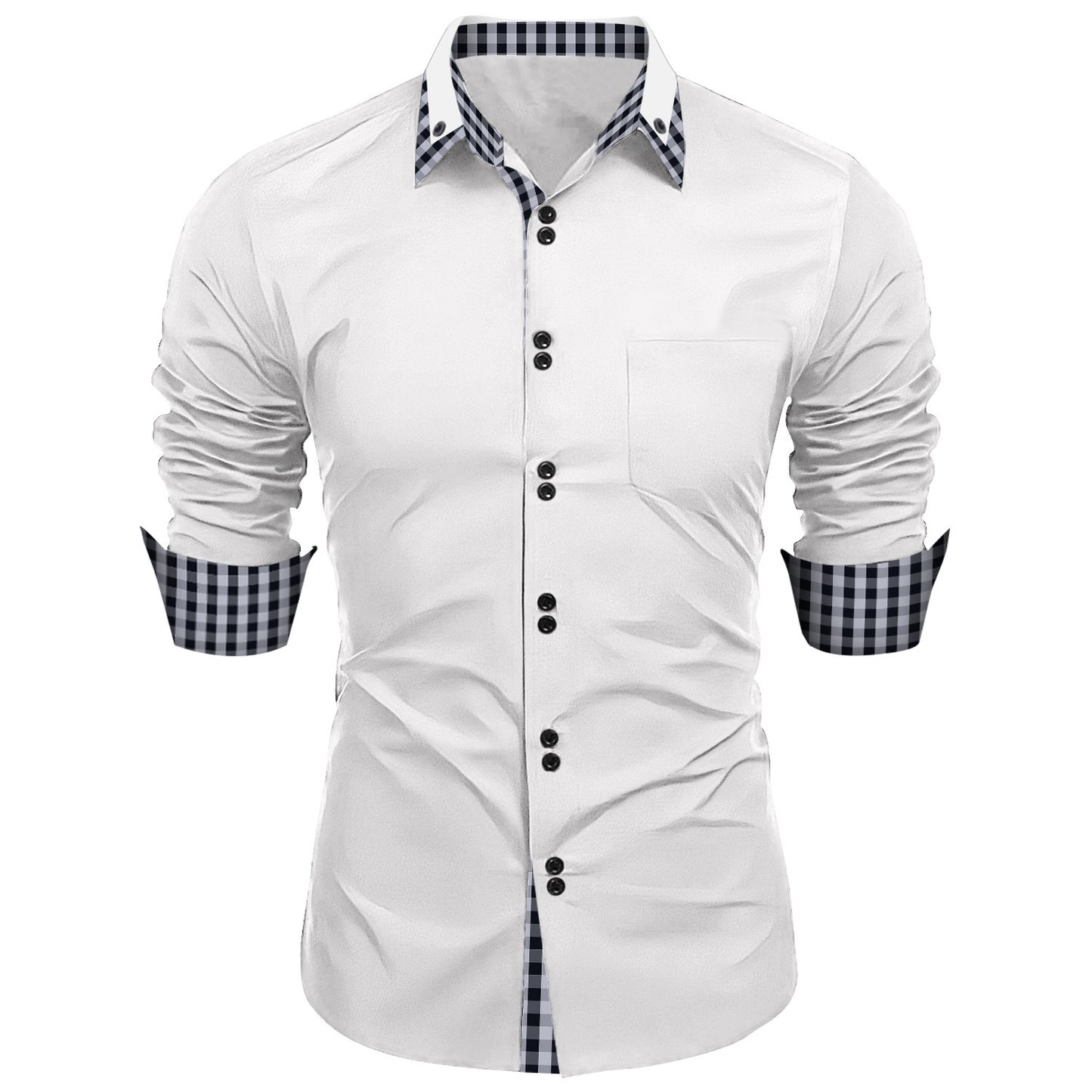 Chemise à manches longues pour hommes premium avec bouton et poignet contrasté Chic und Stil