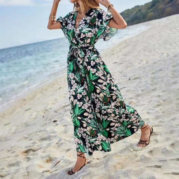 Robe Maxi en Viscose à Motif Fleurs pour Femmes Chic und Stil 1751507051