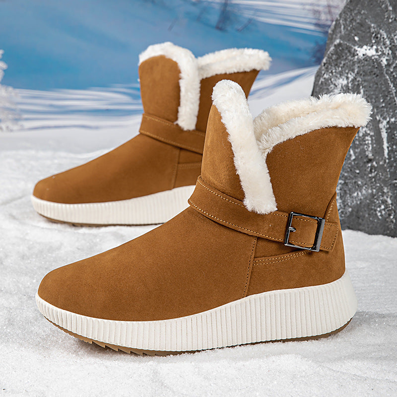 Bottes d'hiver pour femmes doublées avec application de boucle à la mode et semelle antidérapante Chic und Stil