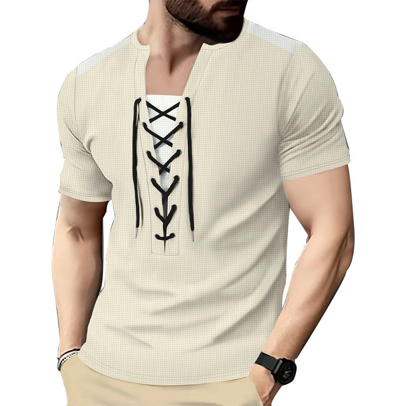 Chemise à manches courtes pour homme avec design sportif à lacets Chic und Stil