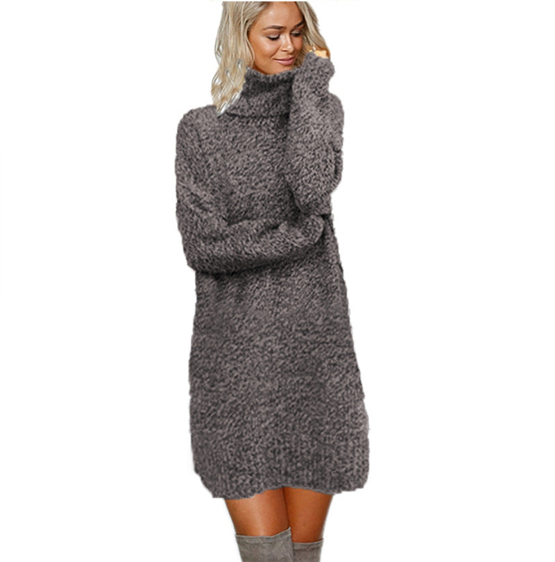 Robe en tricot pour femmes avec col montant en matériau douillet Chic und Stil