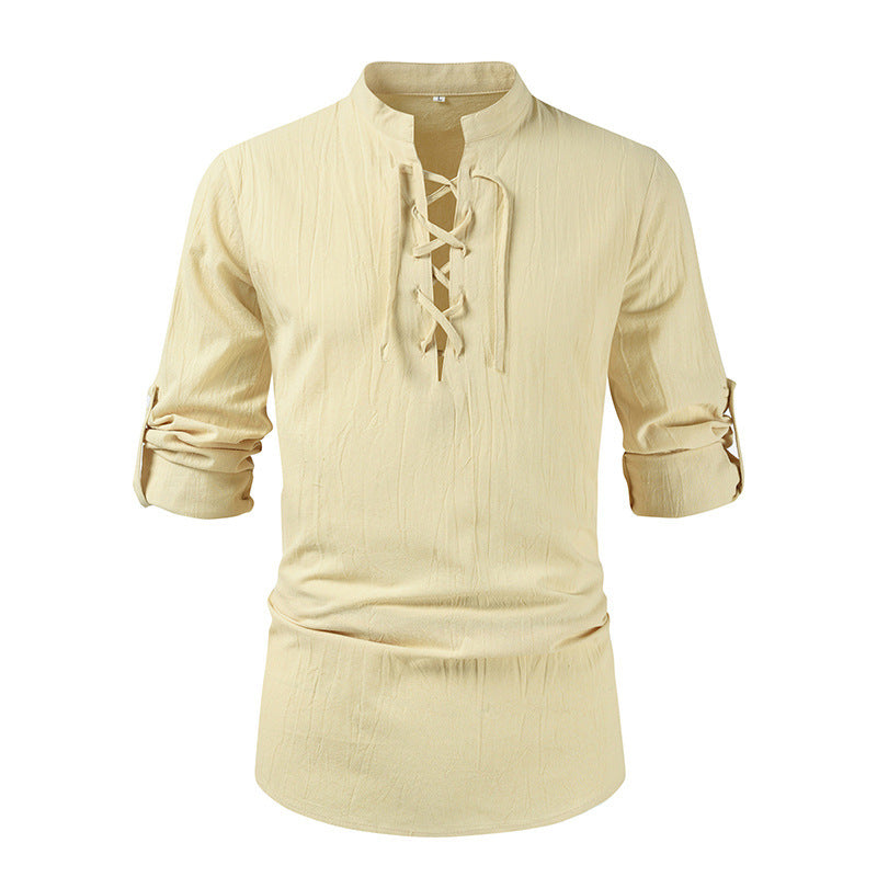 Chemise à manches longues décontractée pour hommes avec fermeture à lacets Chic und Stil