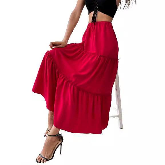 Jupe maxi décontractée pour femmes avec volant et taille élastique Chic und Stil
