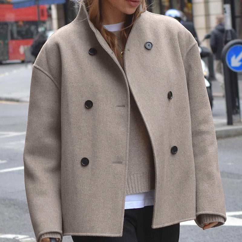 Women's wool coat with double-breasted buttons and loose fit Chic und Stil