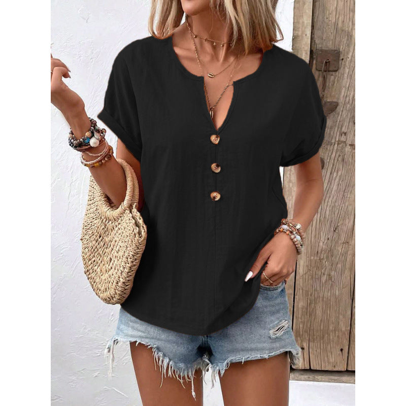 Chemisier décontracté pour femmes avec patte de boutonnage et col rond Chic und Stil
