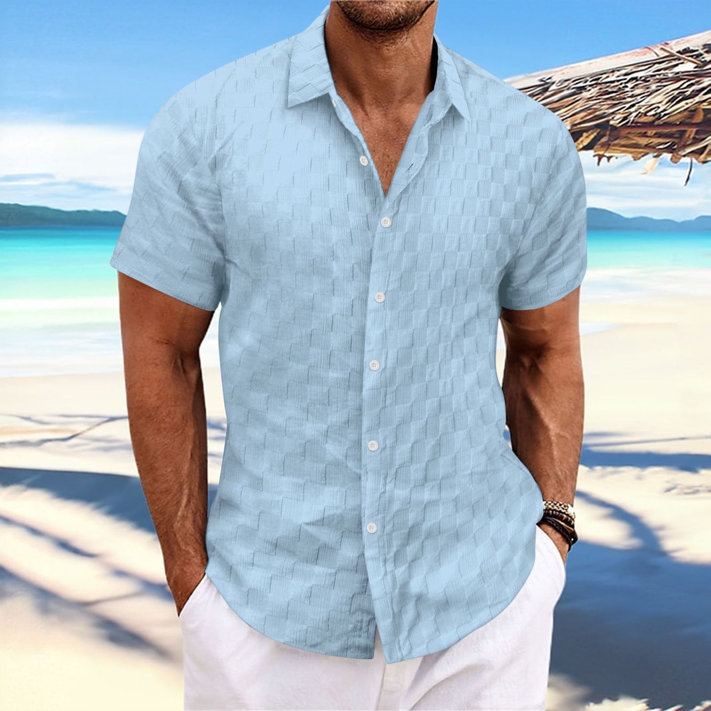 Chemise de loisirs à manches courtes structurée pour hommes Chic und Stil