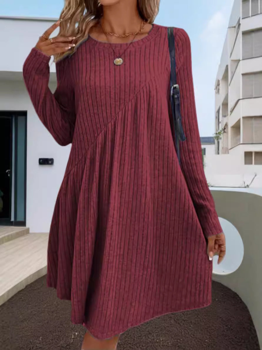 Robe en rib casual pour femmes avec design asymétrique Chic und Stil