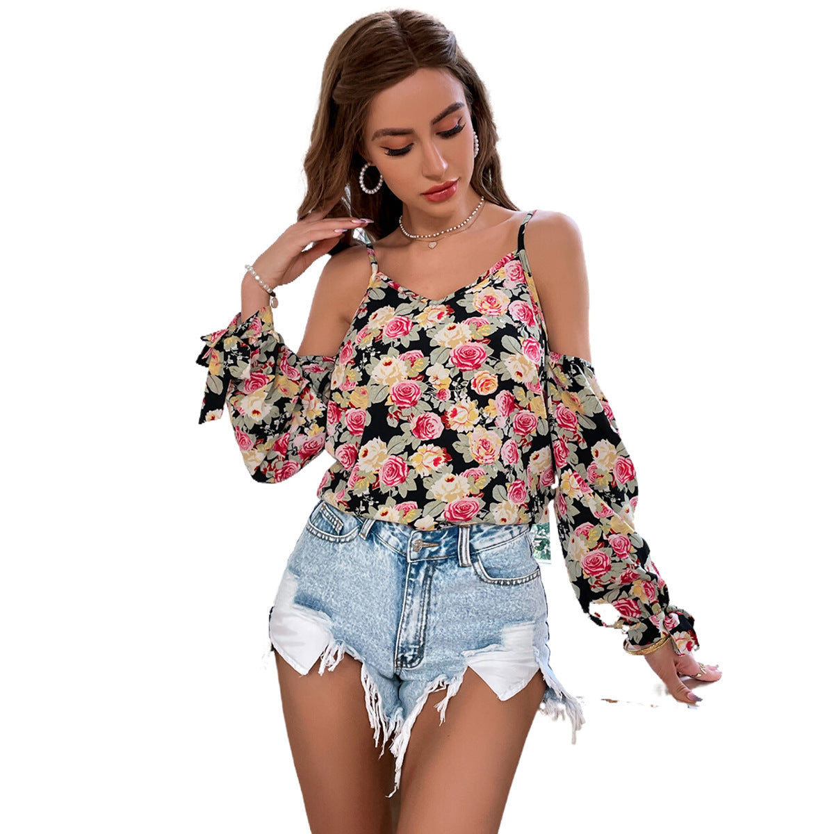 Chemisier pour femmes avec épaules dénudées et motif floral Chic und Stil