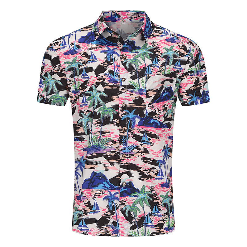 Chemise à manches courtes pour hommes avec motif tropical et tissu de haute kwaliteit Chic und Stil