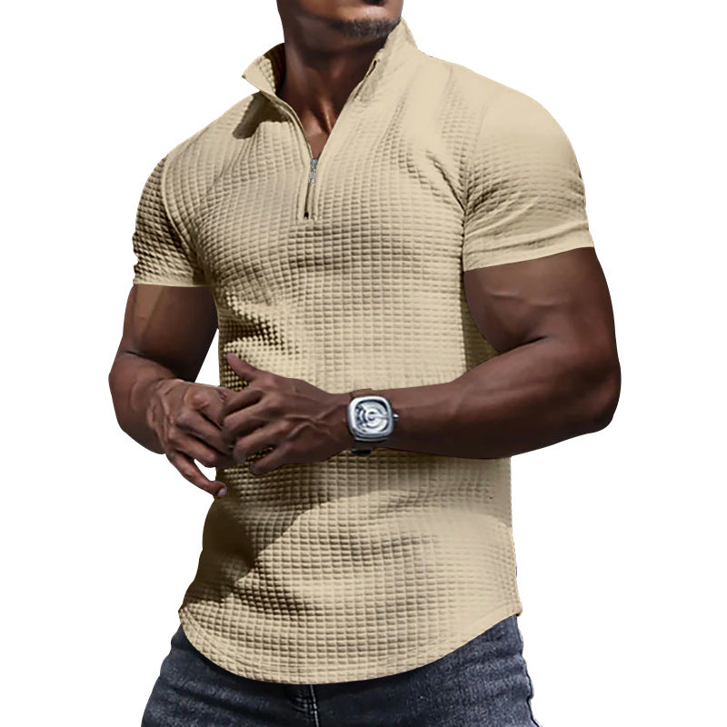 Chemise fonctionnelle à manches courtes pour hommes avec col montant moderne et fermeture éclair Chic und Stil