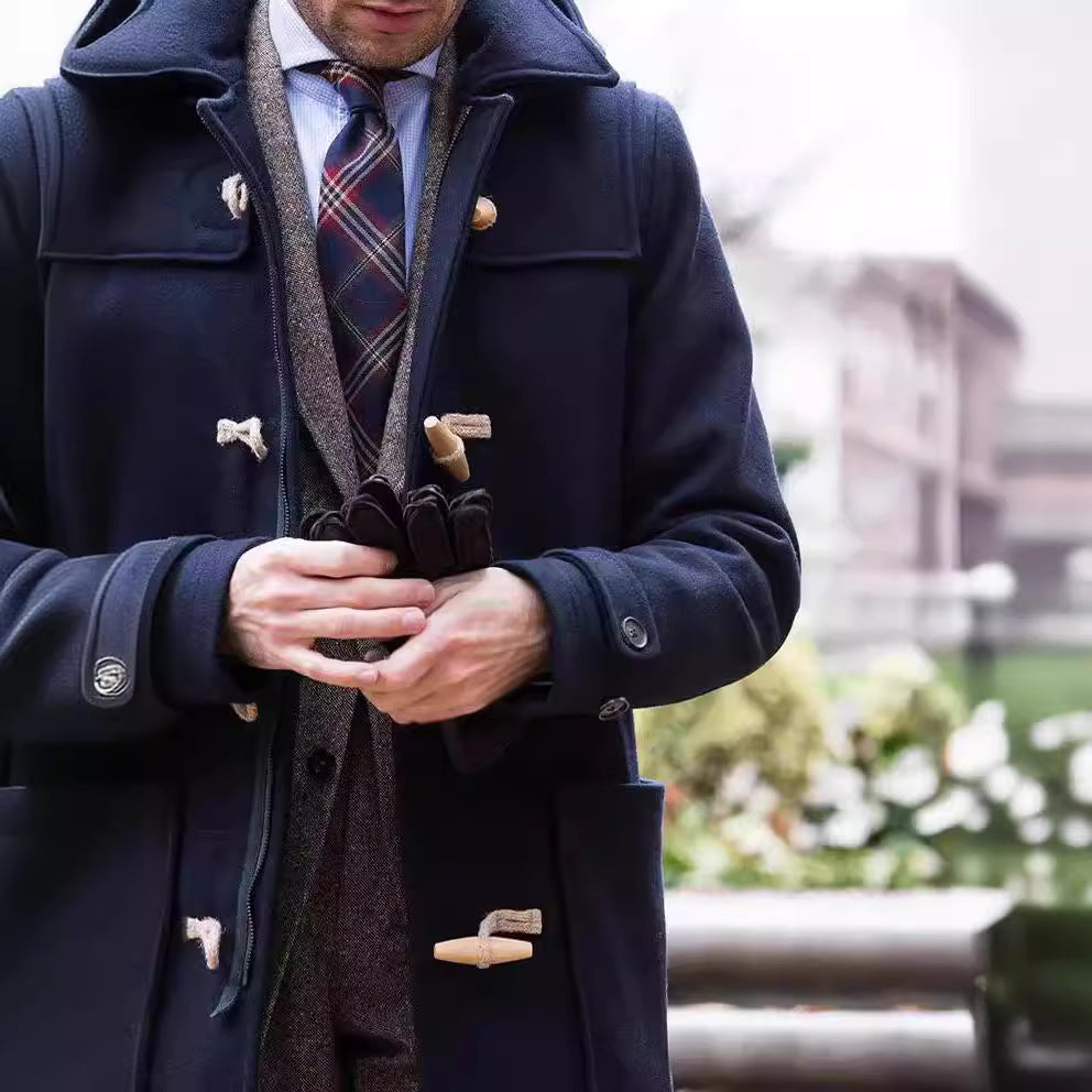 Men’s Wool Duffle Coat mit Classic Cut & Wooden Buttons | Chic und Stil