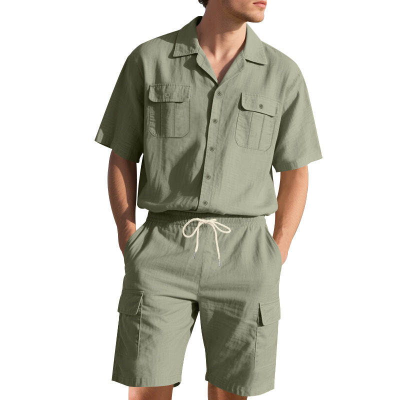 H hommes décontracté chemise à manches courtes et tenue shorts cargo Chic und Stil