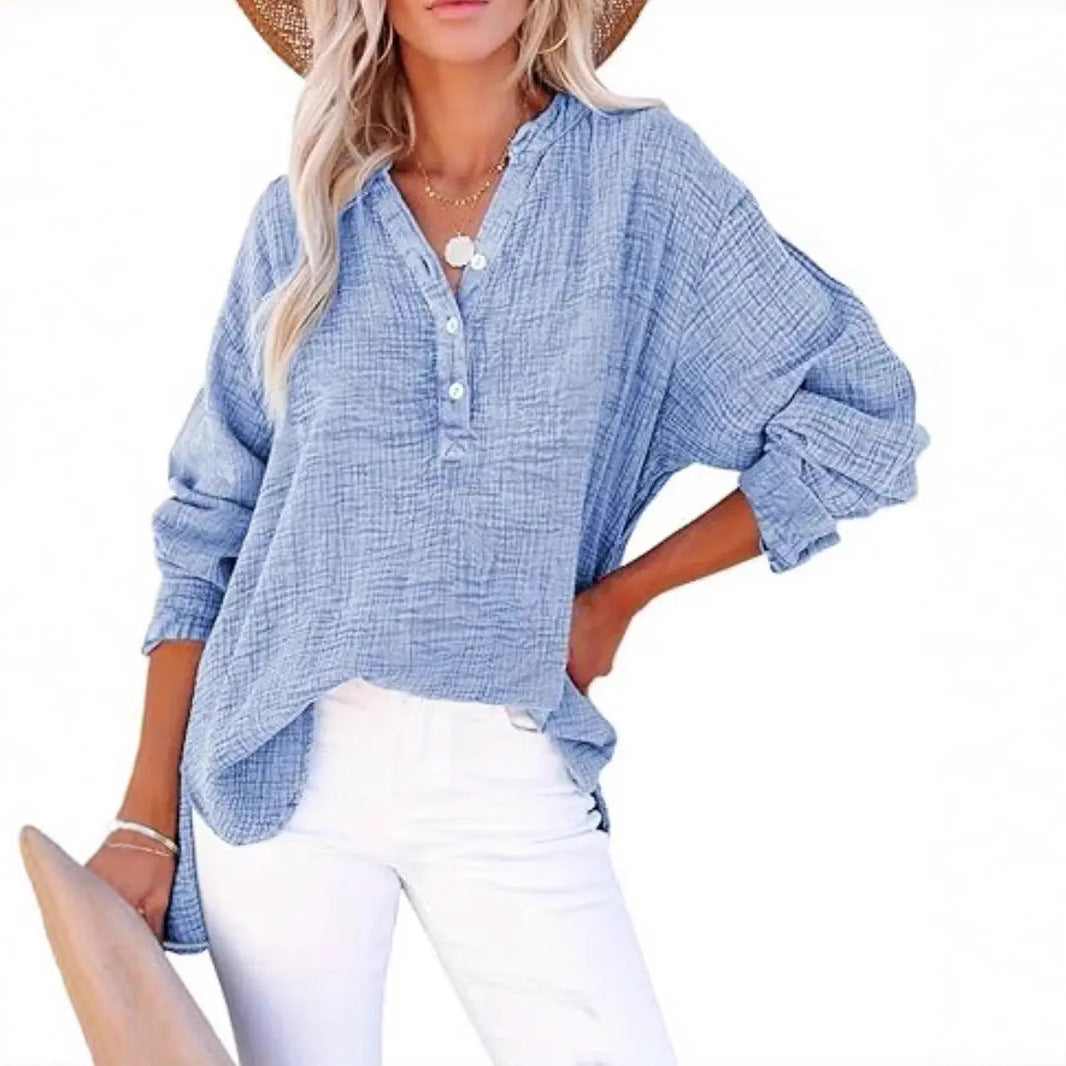 Chemise en coton décontractée pour femmes avec patte de boutonnage Chic und Stil