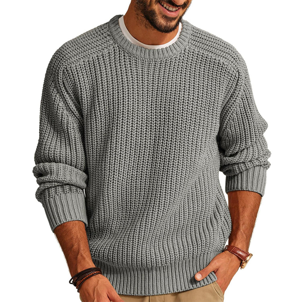 Pull en gros tricot pour hommes avec col rond et coupe décontractée Chic und Stil