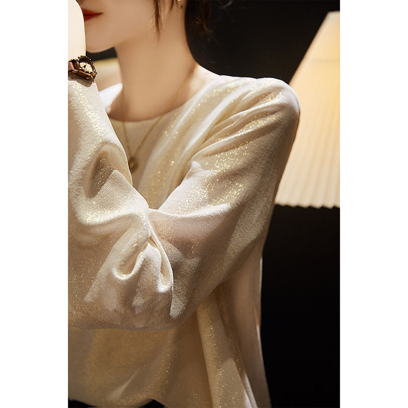 Top à manches longues élégant et scintillant pour femmes Chic und Stil
