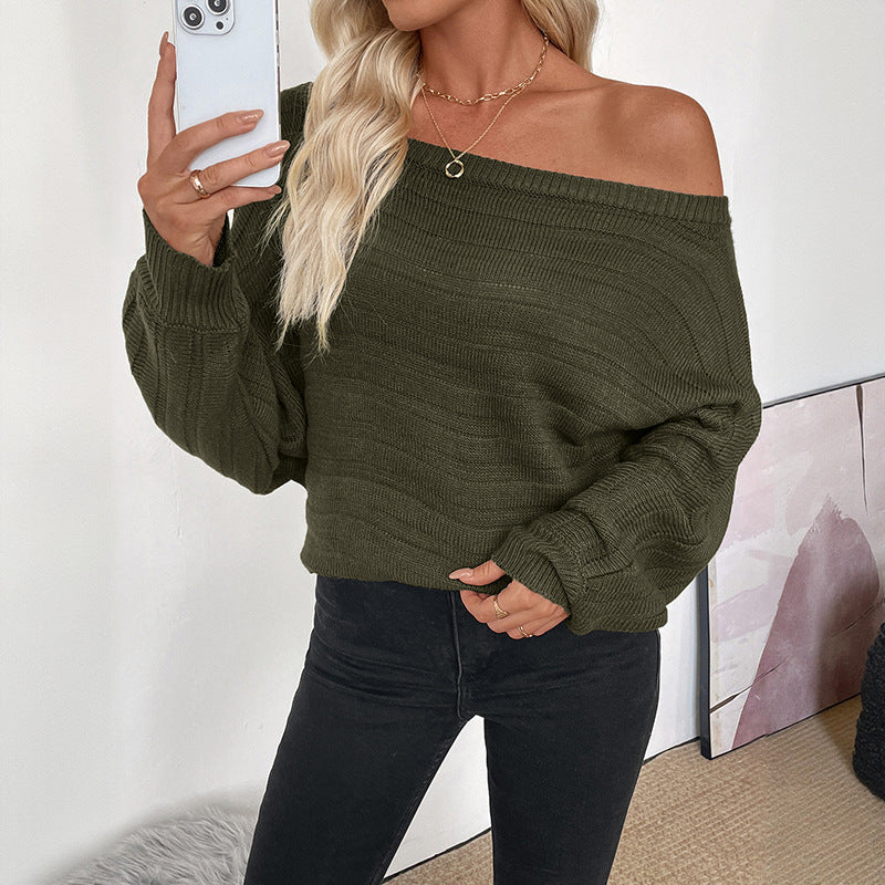 Pull décontracté pour femmes avec un design sans épaules et des manches volumineuses Chic und Stil