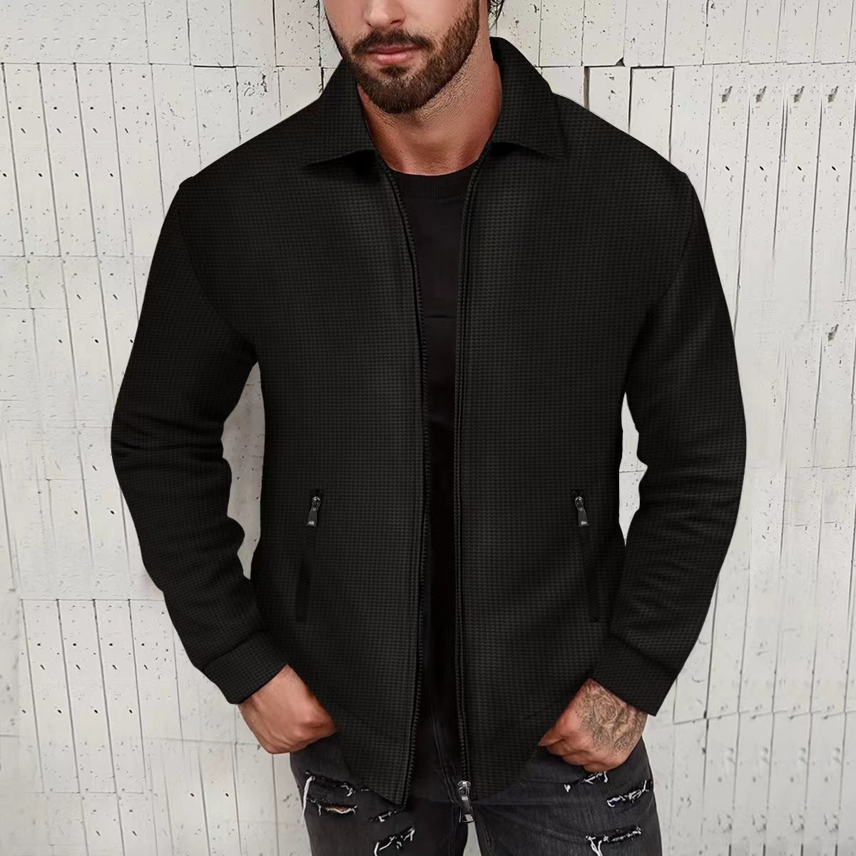 Veste matelassée tendance pour hommes avec col montant et poches zippées latérales Chic und Stil