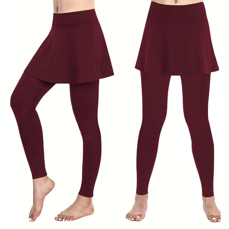 Leggings pour femmes avec une doublure semblable à une jupe et taille haute Chic und Stil