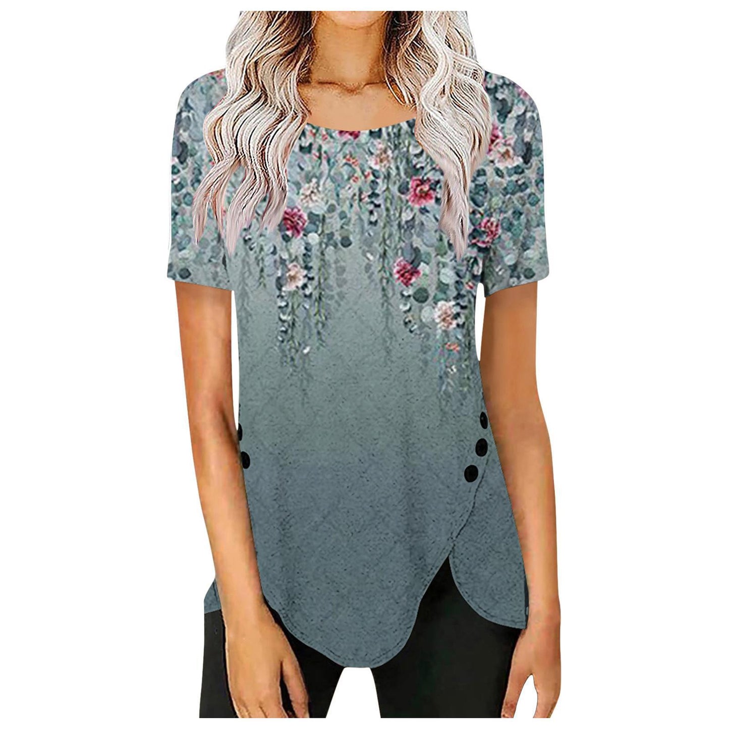 Women's blouse with floral design and asymmetrical hem Chic und Stil