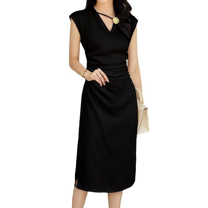 Robe midi élégante pour femme avec un décolleté unique Chic und Stil