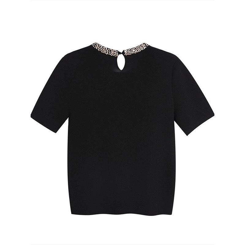 Blouse à col orné à manches courtes pour femmes Chic und Stil