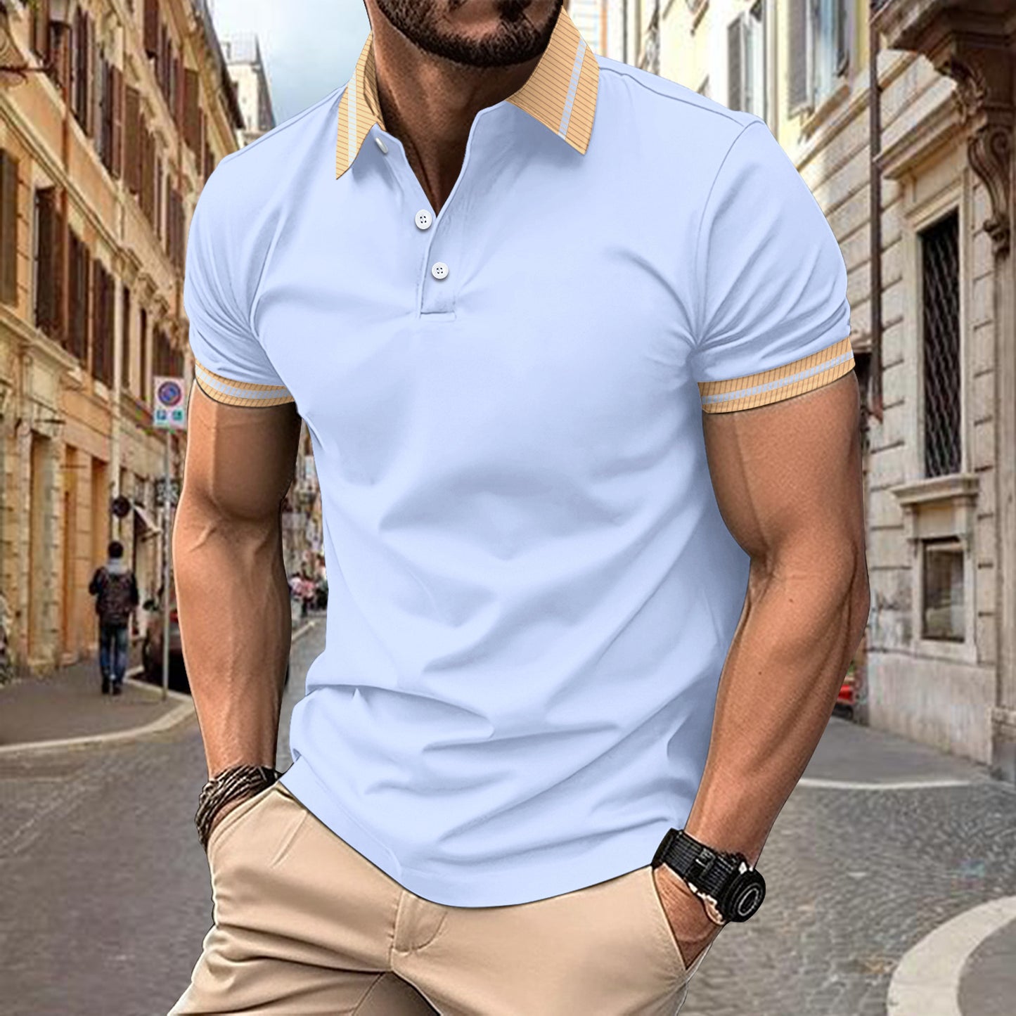 Polo de performance stylé pour hommes avec col contrasté Chic und Stil