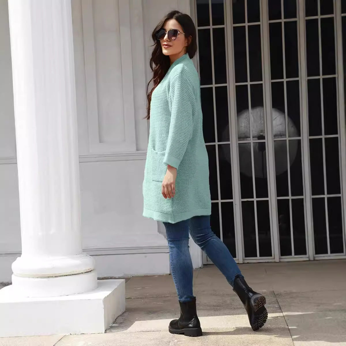 Cardigan en tricot décontracté pour femmes avec poches pratiques et devant ouvert Chic und Stil