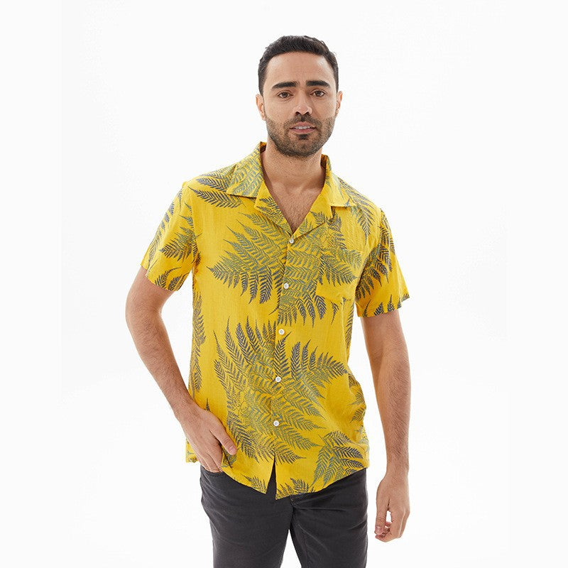 Chemise à manches courtes pour hommes au design tropical de feuilles Chic und Stil