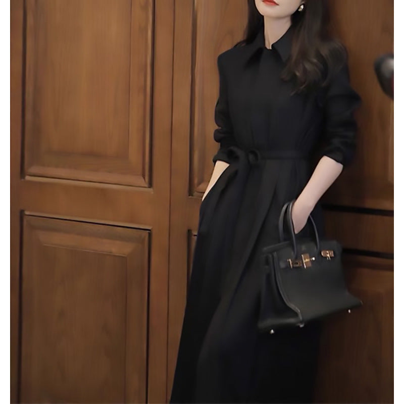 Robe chemise à manches longues ceinturée pour femmes Chic und Stil