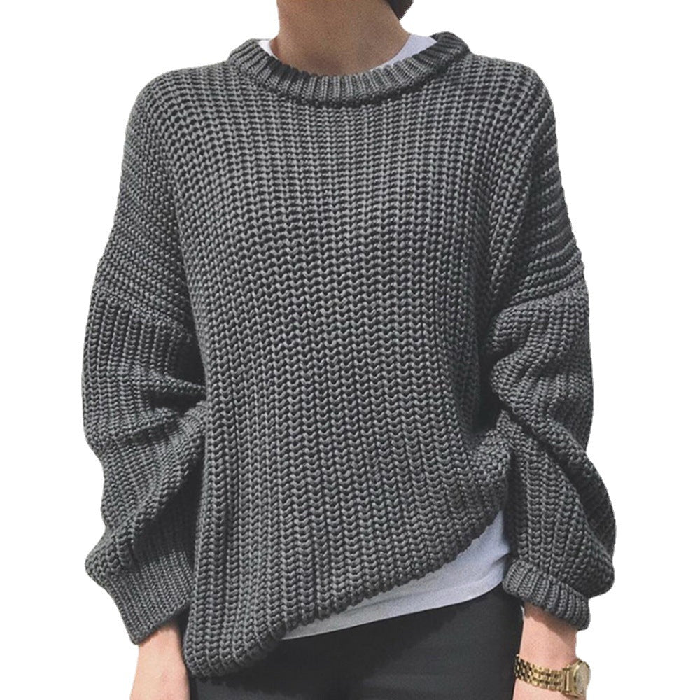 Dames gros tricot pull avec coupe décontractée et col large Chic und Stil