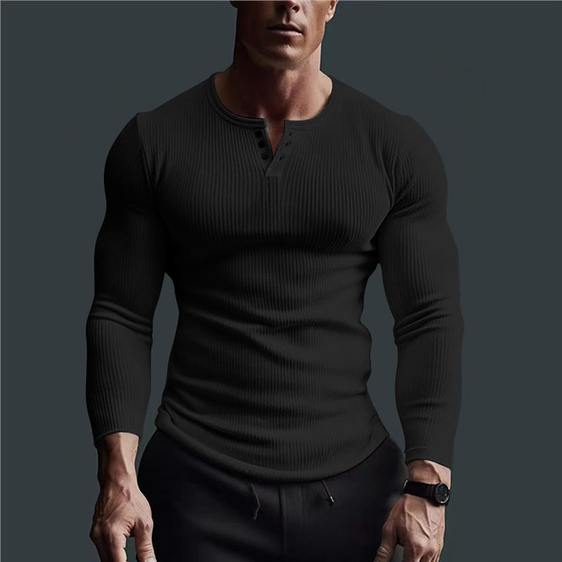 Chemise à manches longues ajustée pour hommes avec structure côtelée et patte de boutonnage Chic und Stil