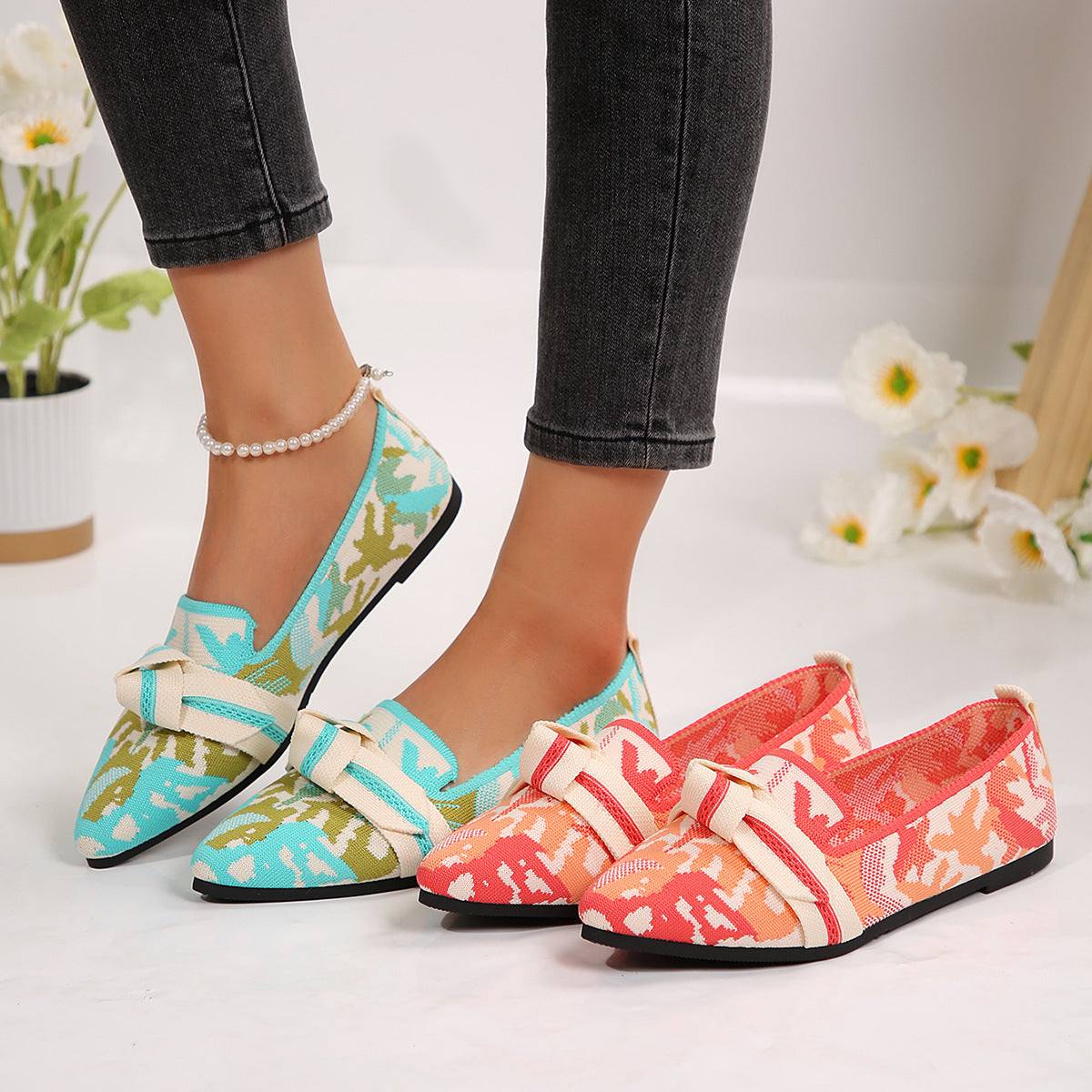 Dames Ballerines en dentelle nouée élégantes Chic und Stil