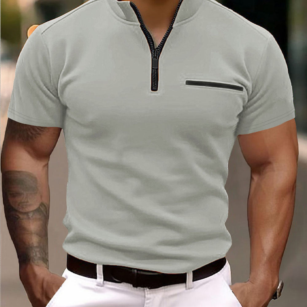 Homme Zip-Up Polo-Shirt à Manches Courtes Chic und Stil