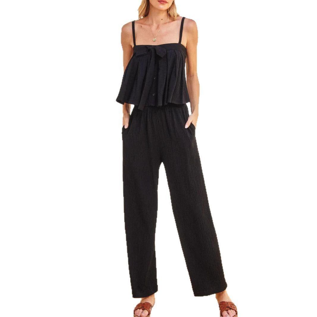 Top court à volants froncé pour femmes Chic und Stil