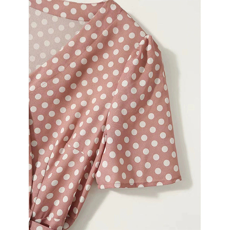 Robe midi portefeuille à pois pour femmes Chic und Stil