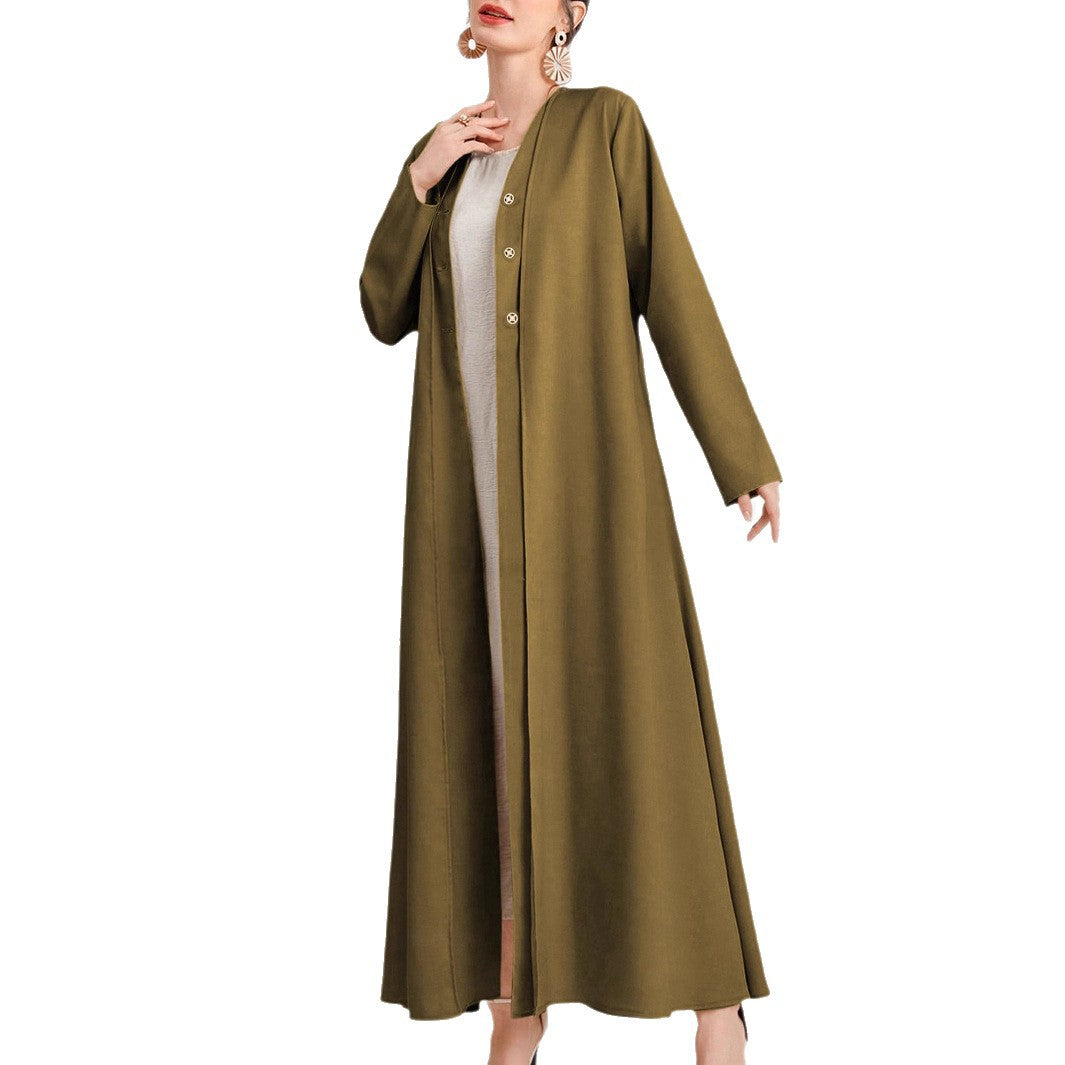 Robe kaftan élégante pour femmes avec patte de boutonnière continue Chic und Stil