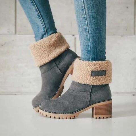 Bottes d'hiver élégantes pour femmes avec col en laine Chic und Stil