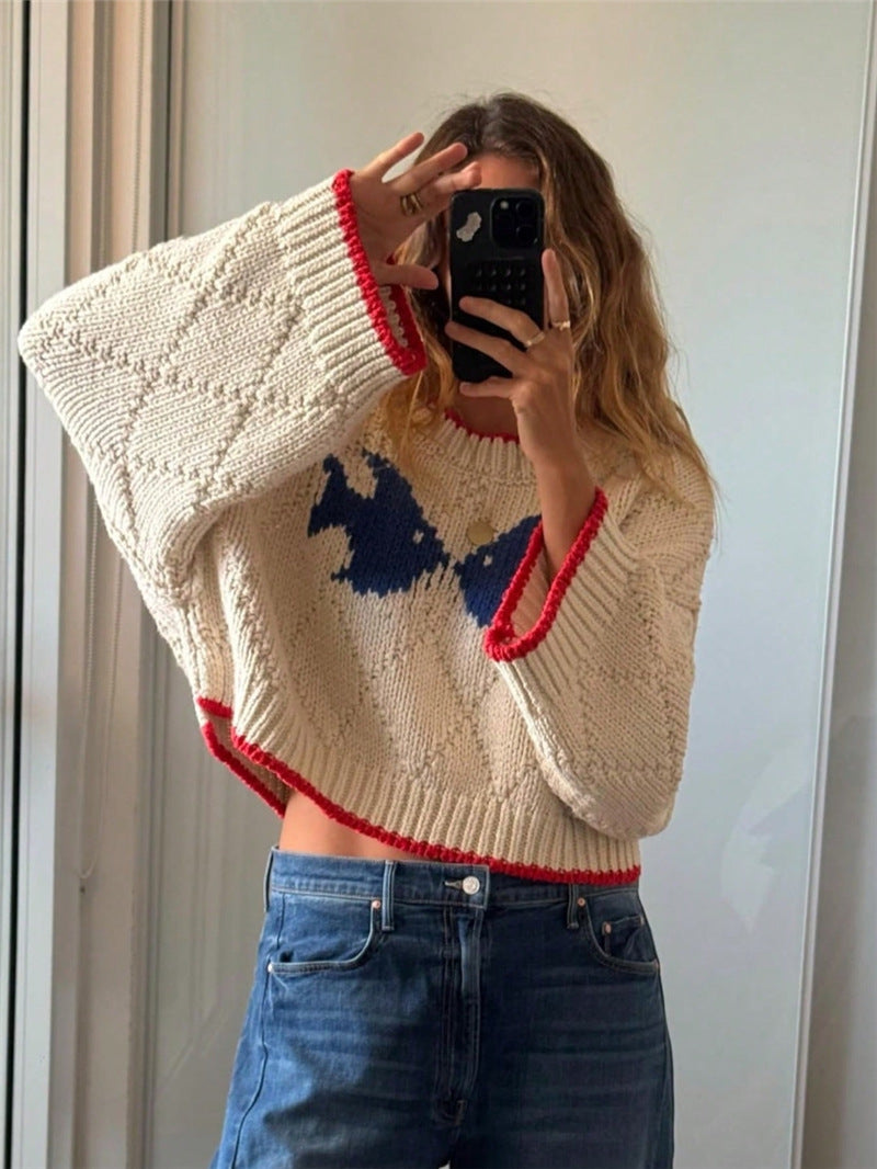 Femme Pull à col montant avec un motif tricoté texturé et des contrastes saisissants Chic und Stil