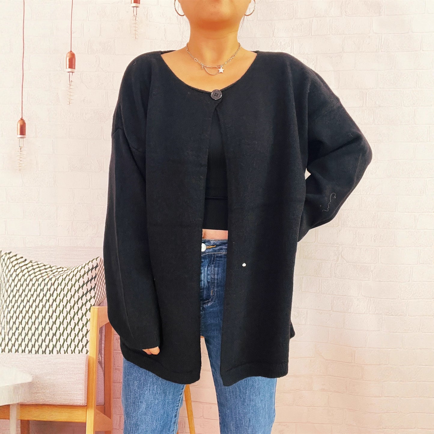 Cardigan en tricot décontracté pour femmes à coupe ouverte et matériaux doux Chic und Stil
