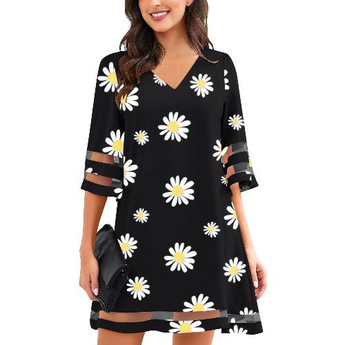 Robe shift à manches décolleté en motif léopard pour femmes Chic und Stil